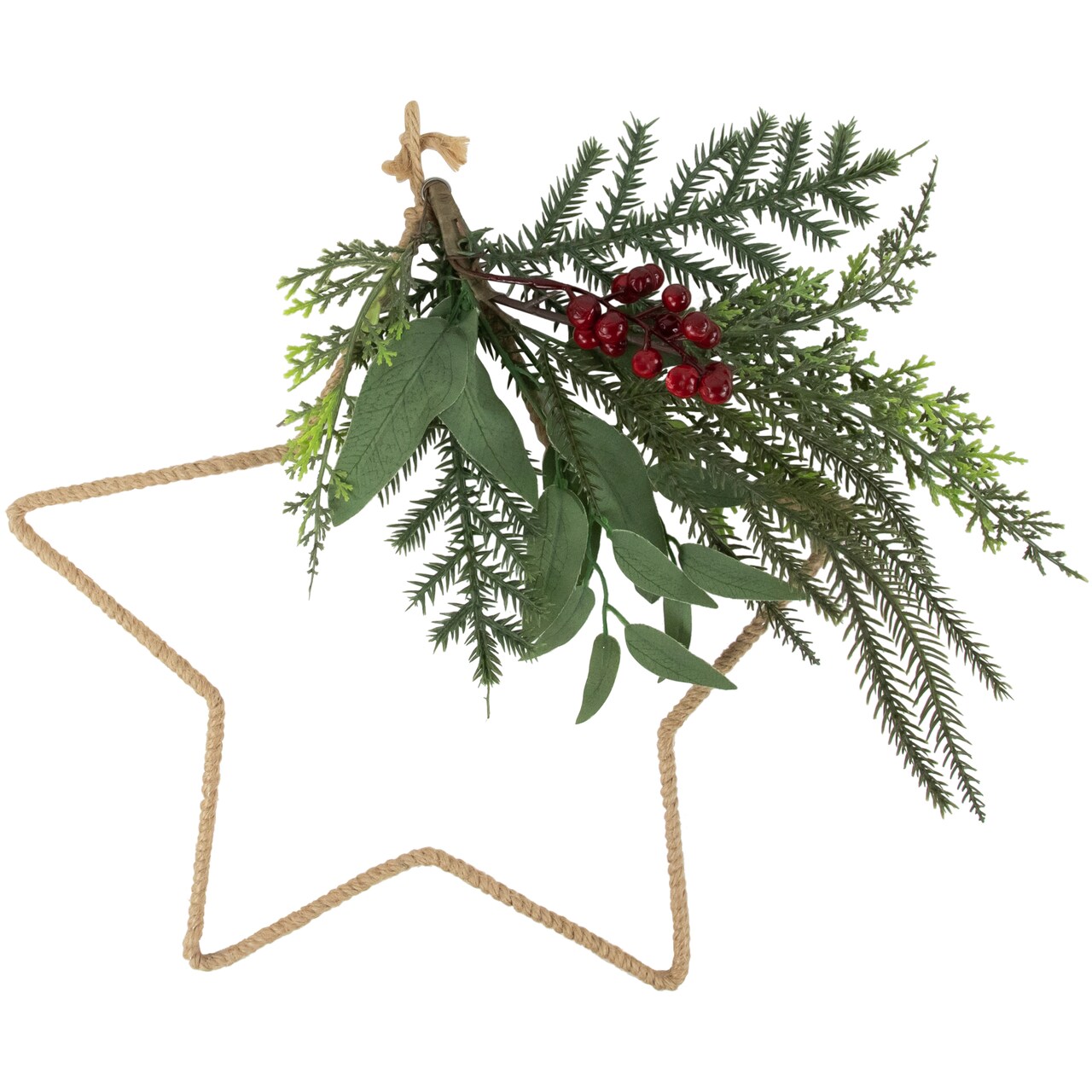 Northlight Mixed Pine Foliage and Berries Star Hanging Christmas Ornament - 11"